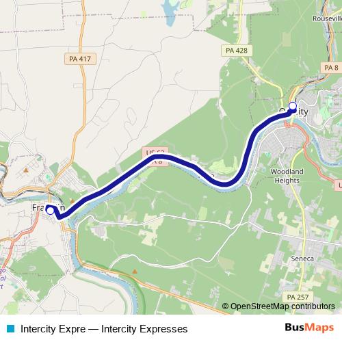 Intercity Expre bus Line Map