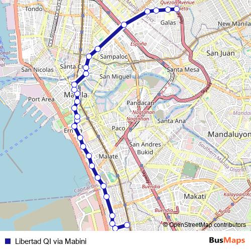 Libertad QI via Mabini bus Line Map