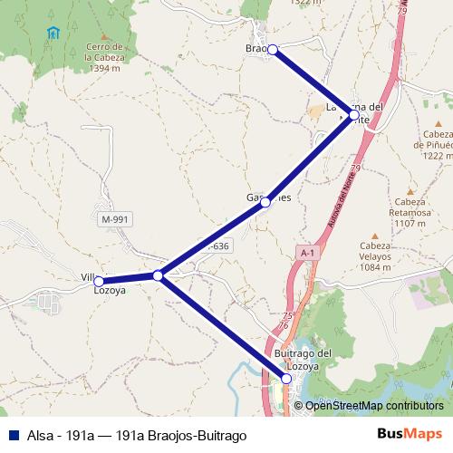 Alsa - 191a bus Line Map