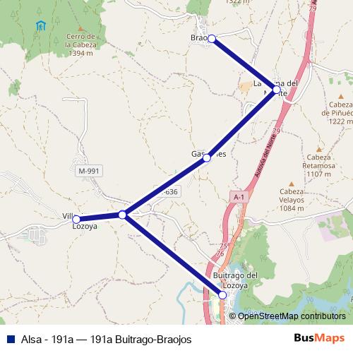 Alsa - 191a bus Line Map