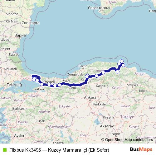 Flixbus Kk3495 bus Line Map