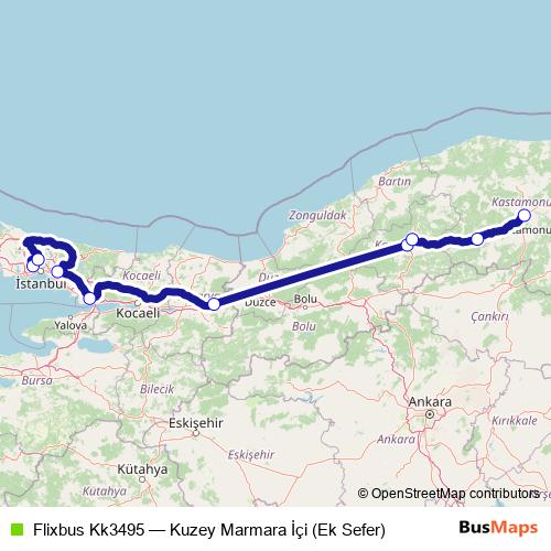 Flixbus Kk3495 bus Line Map