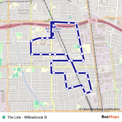 The Link - Willowbrook B bus Line Map