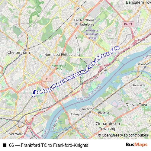 66 trolleybus Line Map