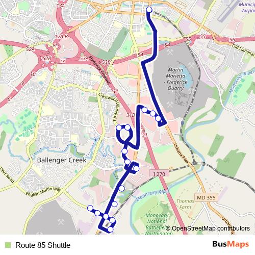 Route 85 Shuttle bus Line Map