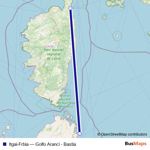 Itgai-Frbia ferry Line Map