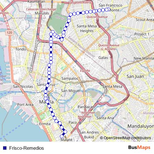 Frisco-Remedios bus Line Map
