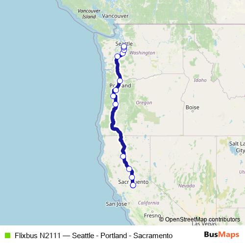 Flixbus N2111 bus Line Map