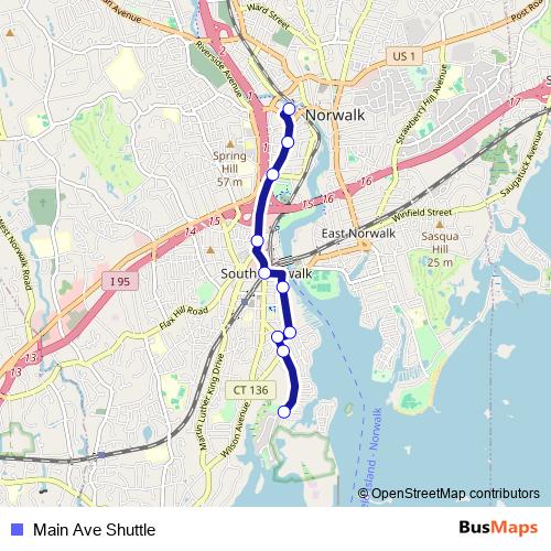 Main Ave Shuttle bus Line Map