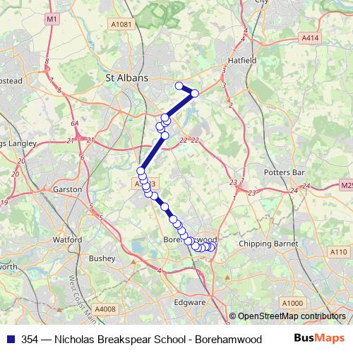 354 bus Line Map