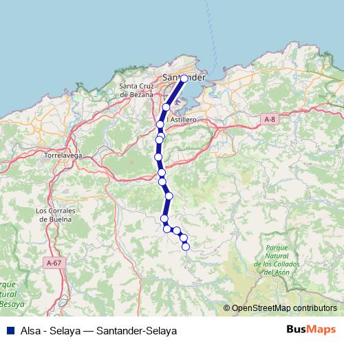Alsa - Selaya bus Line Map