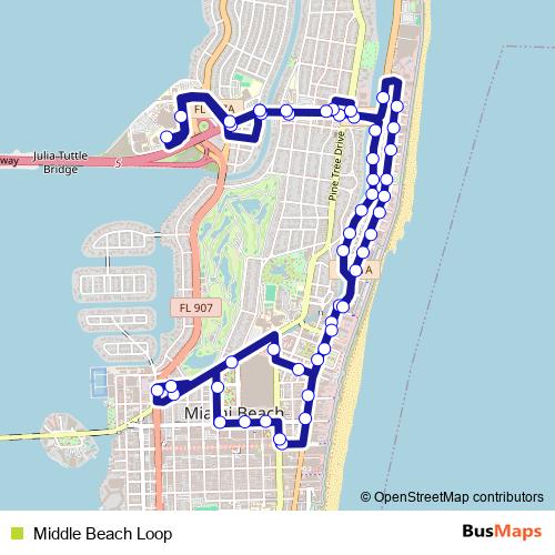 Middle Beach Loop bus Line Map