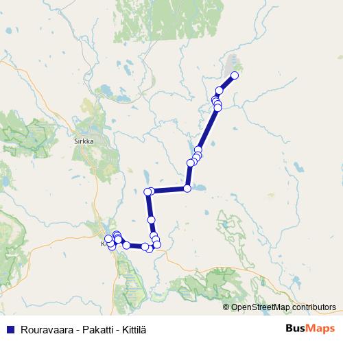 Rouravaara - Pakatti - Kittilä bus Line Map