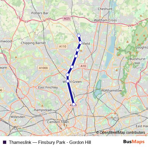 Thameslink bus Line Map