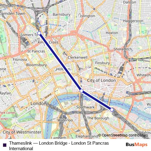 Thameslink bus Line Map