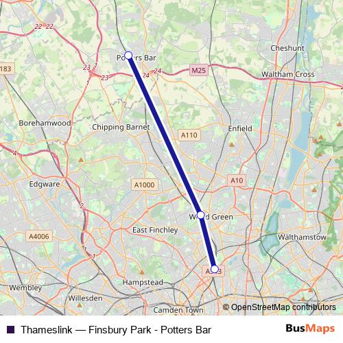 Thameslink bus Line Map
