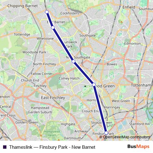 Thameslink bus Line Map