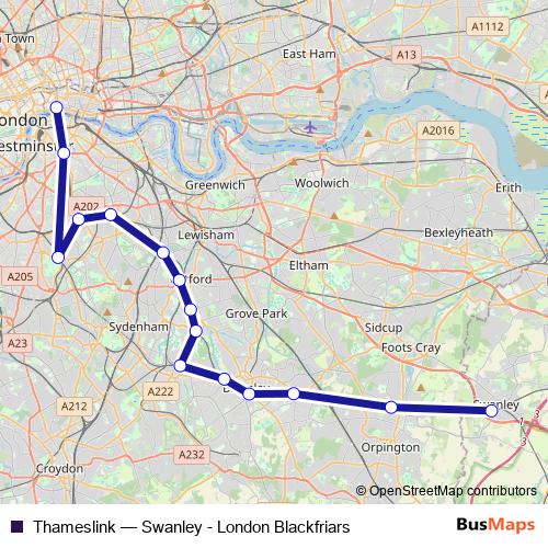 Thameslink bus Line Map