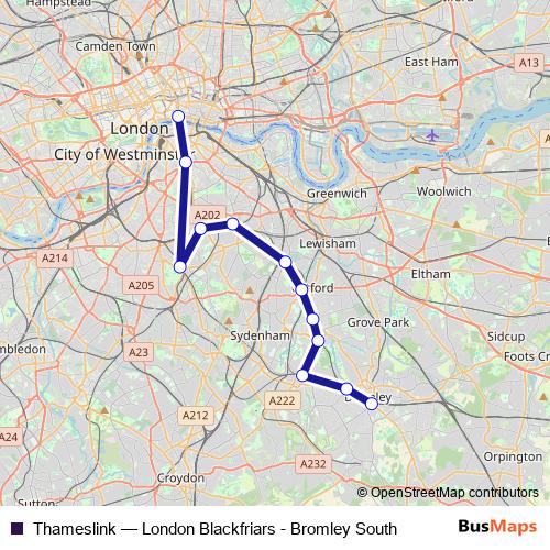 Thameslink bus Line Map