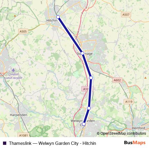 Thameslink bus Line Map