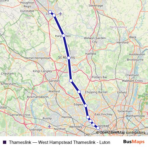 Thameslink bus Line Map
