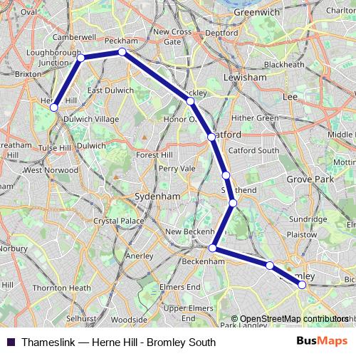Thameslink bus Line Map