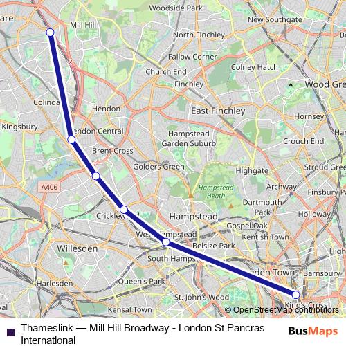 Thameslink bus Line Map