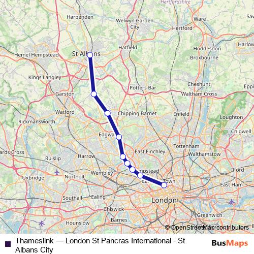 Thameslink bus Line Map