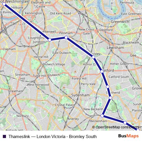 Thameslink bus Line Map