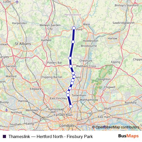 Thameslink bus Line Map