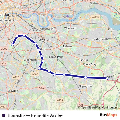 Thameslink bus Line Map