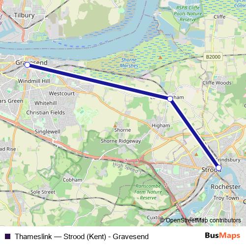 Thameslink bus Line Map