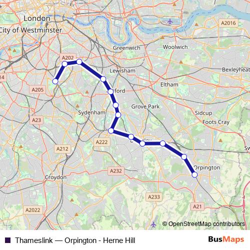 Thameslink bus Line Map