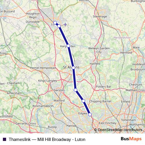 Thameslink bus Line Map