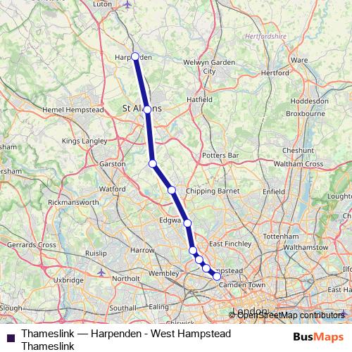 Thameslink bus Line Map