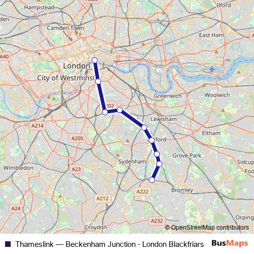 Thameslink bus Line Map