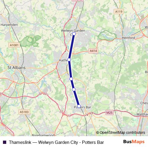 Thameslink bus Line Map