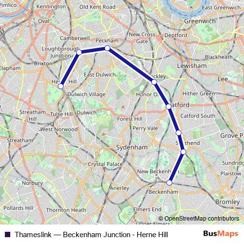 Thameslink bus Line Map