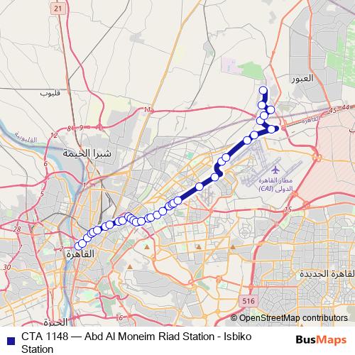 CTA 1148 bus Line Map