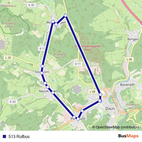 513 Rufbus bus Line Map