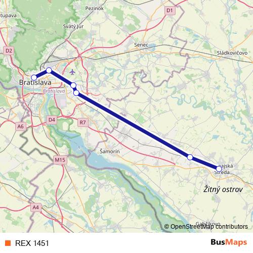 REX 1451 rail Line Map