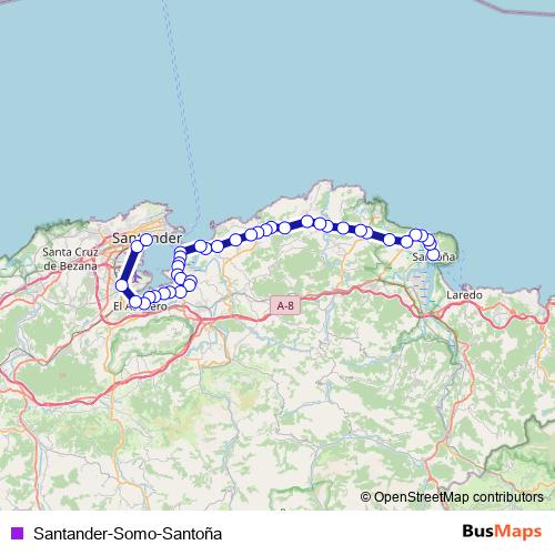 Santander-Somo-Santoña bus Line Map