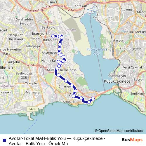 Avcilar-Tokat MAH-Balik Yolu bus Line Map