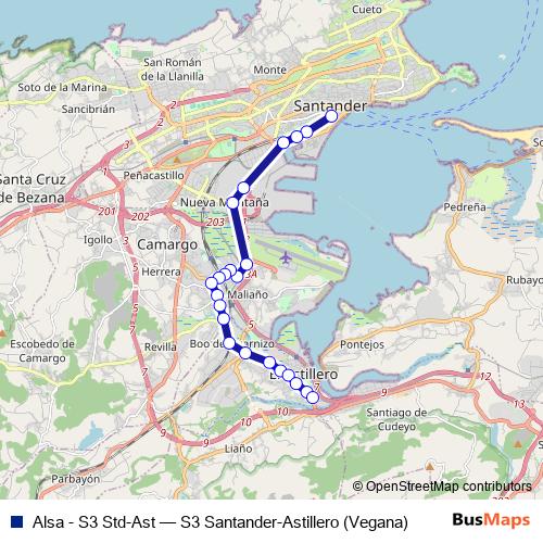 Alsa - S3 Std-Ast bus Line Map