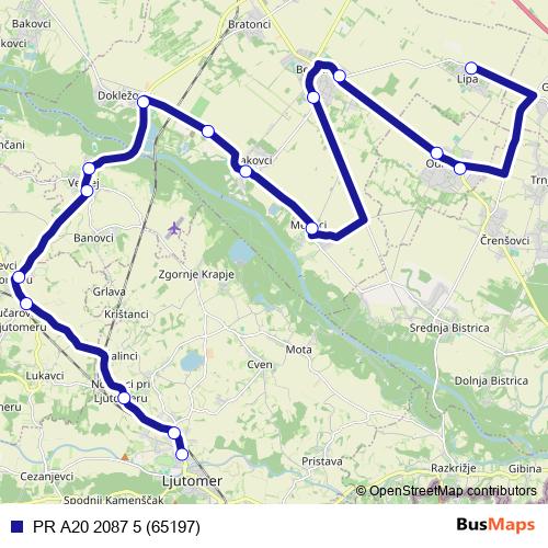 PR A20 2087 5 (65197) bus Line Map