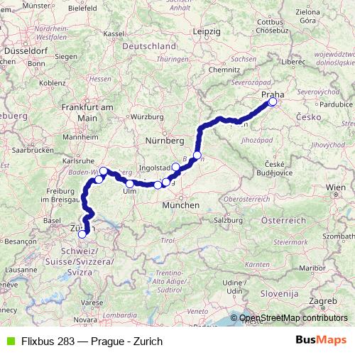 Flixbus 283 bus Line Map