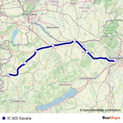 IC 925 Savaria rail Line Map