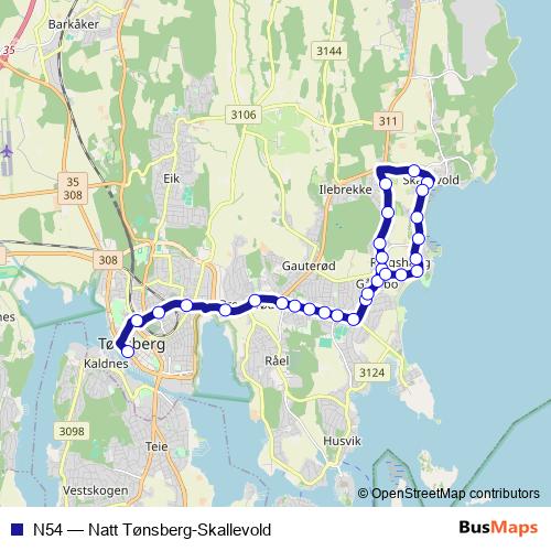 N54 bus Line Map