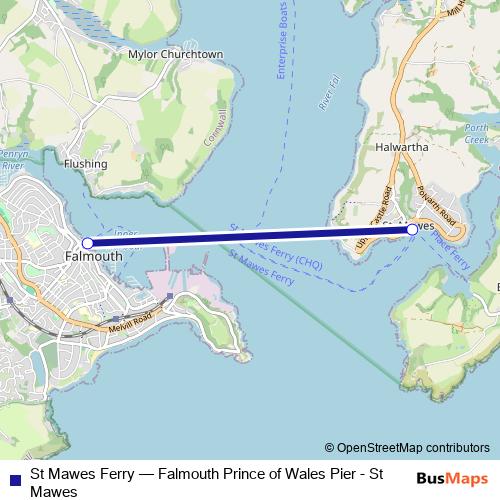 St Mawes Ferry ferry Line Map