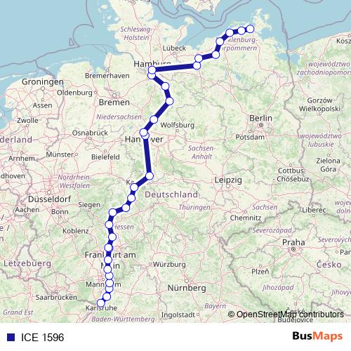 ICE 1596 rail Line Map